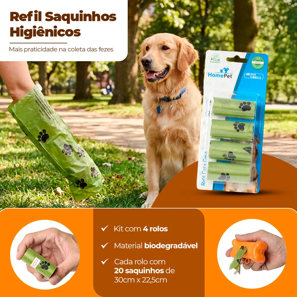 Refil Saquinhos Higiênicos Pegadas HomePet